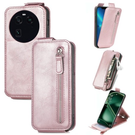 Фліп-чохол Zipper Wallet Vertical для OPPO Find X6 - рожеве золото
