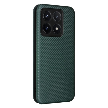 Чехол-книжка Carbon Fiber Texture на  Xiaomi 14T - зеленый