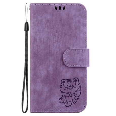 Чехол-книжка Little Tiger Embossed Leather на Samsung Galaxy M55 - фиолетовый