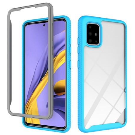Противоударный чехол Two-layer Design на Samsung Galaxy A31 - голубой