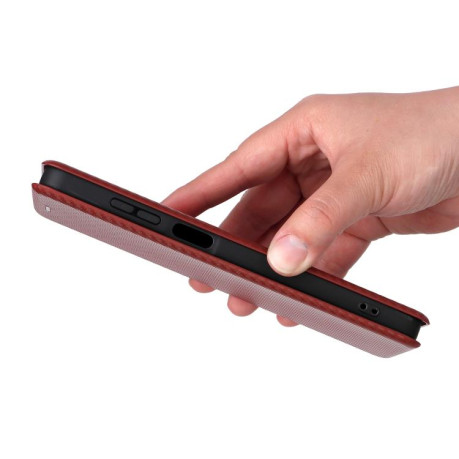 Чехол-книжка Carbon Fiber Texture на Samsung Galaxy M06 5G - коричневий