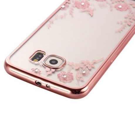 TPU Чехол Flowers Electroplating Rose Gold для Samsung Galaxy S6 Edge / G925