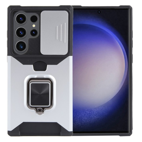 Противоударный чехол Armor Camera Shield для Samsung Galaxy S24 Ultra 5G - серебристый