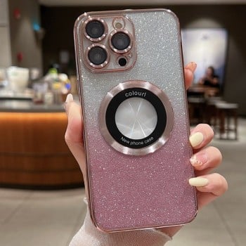 Противоударный чехол Glitter Gradient для iPhone 15 Pro Max - Rose