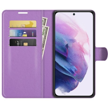 Чехол-книжка Litchi Texture на Samsung Galaxy S22 Plus 5G - фиолетовый