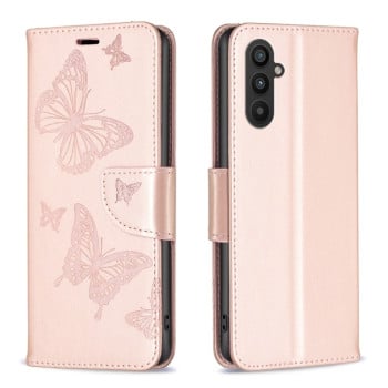 Чехол-книжка Butterflies Pattern для Samsung Galaxy A24 4G - золотой