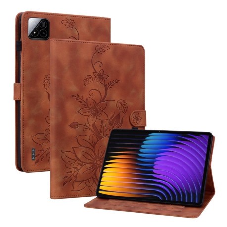 Чохол-книжка Lily Embossed Leather для Xiaomi Pad 7/Pad 7 Pro - коричневий