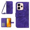 Чехол-книжка Skin Feel с рисунком подсолнуха на OPPO Reno15 Pro 5G Global — тёмно-фиолетовый