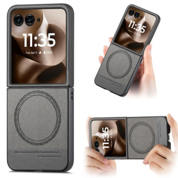 Чехол Twill Fabric Leather Skin Magnetic для Motorola Razr 60 Ultra - сірий