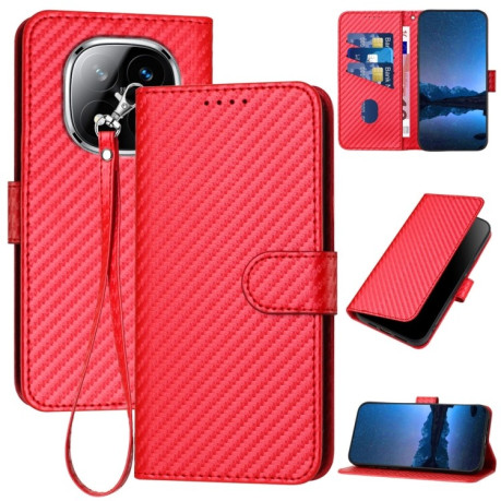 Чохол-книжка Carbon Fiber Texture на Xiaomi Redmi Note 14 Pro+ 5G - червоний