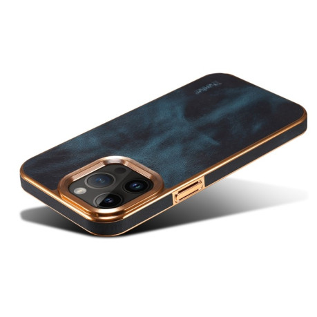 Чохол Denior Oil Wax Cowhide Plating для iPhone 15 – синій