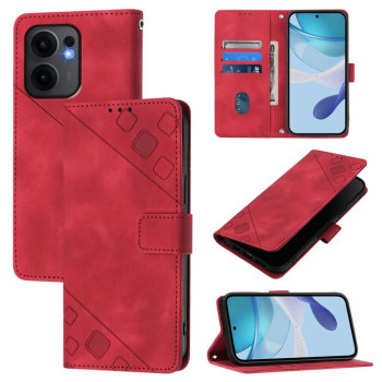 Чехол-книжка Skin-feel Embossed для OPPO Reno13 F/Reno13 FS- красный