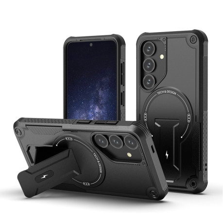 Противоударный чехол MagSafe Holder Armor PC Hybrid для Samsung Galaxy S24+ 5G / S25+ 5G - черный