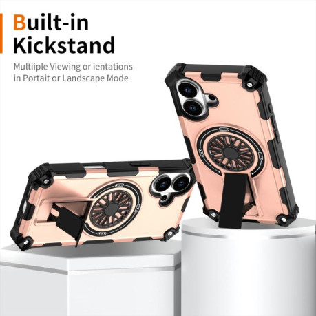 Противоударный чехол Shockproof Kickstand Metallic Shaft MagSafe на iPhone 17 - золото