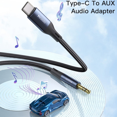 Адаптер Yesido YAU36 Type-C to 3.5mm AUX Audio Adapter Cable - чорний
