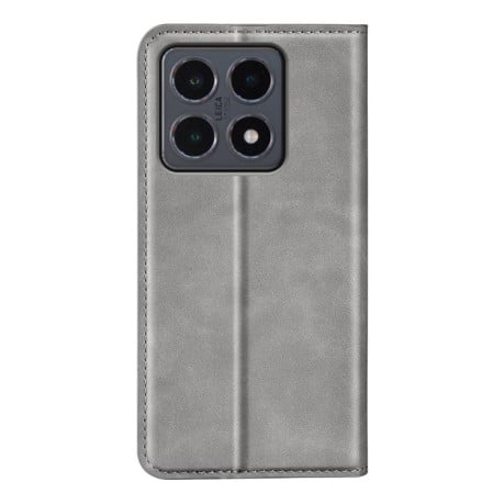 Чехол-книжка в стиле Retro мягкое покрытие Skin Feel деловой дизайн на Xiaomi 15T - серый