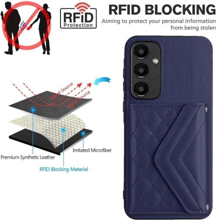 Чохол Rhombic Texture Card Bag RFID для Samsung Galaxy A55 - фіолетовий