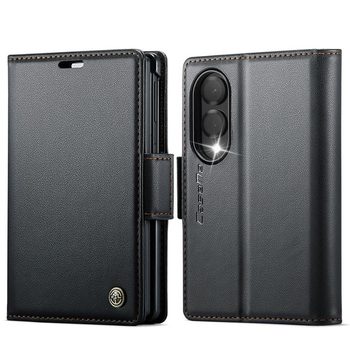 Чехол-книжка CaseMe 023 Butterfly Buckle Litchi Texture RFID Anti-theft Leather на Samsung Galaxy Fold8 5G — чёрный