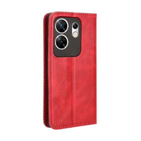 Чехол-книжка Magnetic Buckle Retro Crazy Horse Texture на Infinix Zero 30 4G - красный