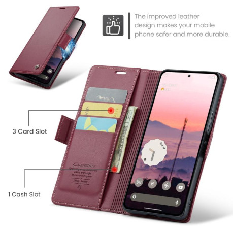 Чехол-книжка CaseMe 023 Butterfly Buckle Litchi Texture RFID Anti-theft Leather для Xiaomi Redmi Note 14 Pro 4G - красный