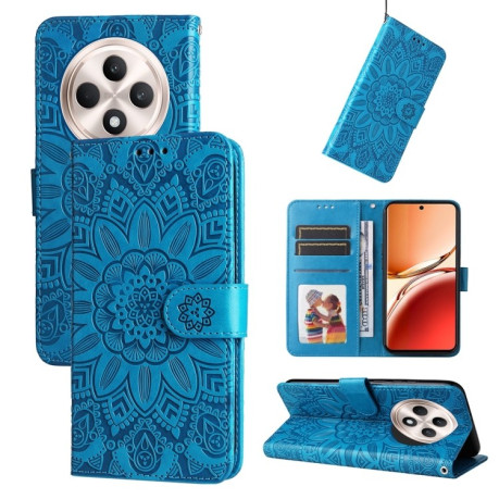 Чехол-книжка Embossed Sunflower для OPPO Reno12 F/12 FS- синий