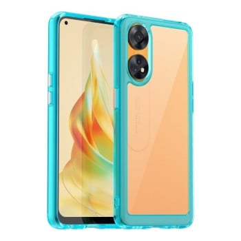 Противоударный чехол  Colorful Acrylic Series с цветной силиконовой боковиной на OPPO Reno8 T 4G - синий