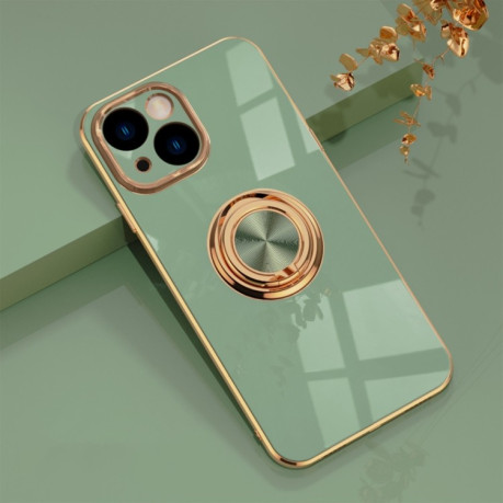 Противоударный чехол 6D Electroplating Full Coverage with Magnetic Ring для iPhone 14 - зеленый