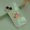 Противоударный чехол 6D Electroplating Full Coverage with Magnetic Ring для  iPhone 14 Plus - зеленый