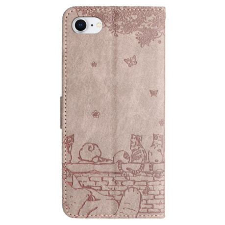 Чохол-книжка Cat Embossing Pattern на iPhone 16e - сірий