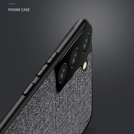 Противоударный чехол Cloth Texture на Samsung Galaxy S21 - черный