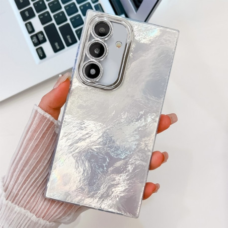 Протиударний чохол Plating Glitter Texture TPU with Lens Film для Samsung Galaxy S25+ 5G - White Tinfoil Texture