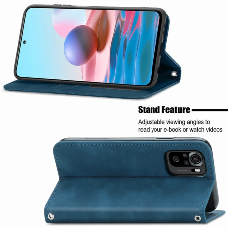 Чехол-книжка Retro Skin Feel Business Magnetic на Xiaomi Redmi Note 10/10s/Poco M5s - синий
