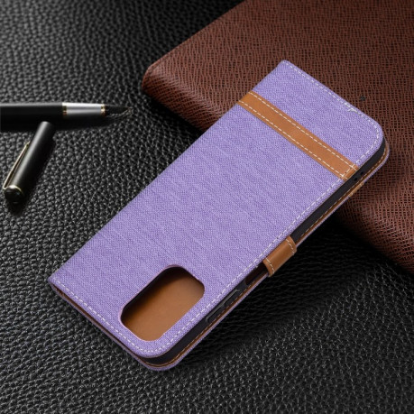 Чехол-книжка Color Matching Denim Texture на Xiaomi Redmi Note 10/10s/Poco M5s - фиолетовый