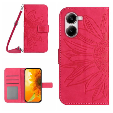 Чохол-книжка Skin Feel Sun Flower для Xiaomi Poco X7 Pro - пурпурно-червоний