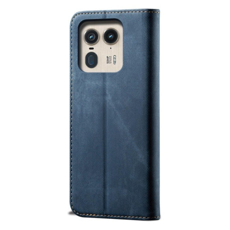 Чехол книжка Denim Texture Casual Style на Motorola Edge 50 Ultra - синий