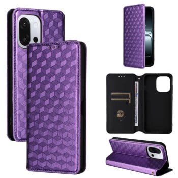 Чехол-книжка Cubic Grid Calf Texture для OnePlus 13T - фиолетовый