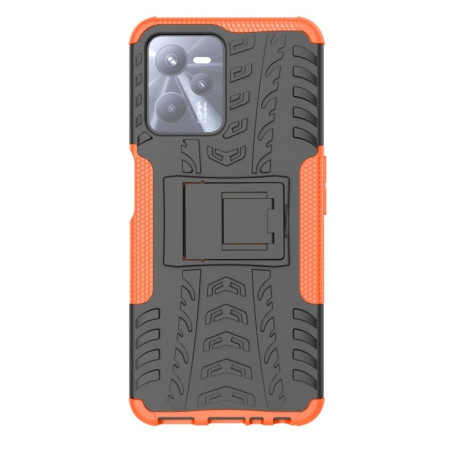 Противоударный чехол Tire Texture на Realme C35 - оранжевый
