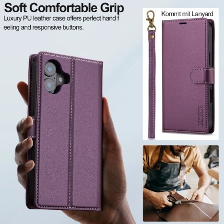 Чохол-книжка LCIMEEKE L2 Series Detachable Magsafe для iPhone 16 - фіолетовий
