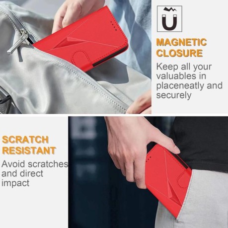 Чохол-книжка Triangle Pattern Buckle Clasp Leather на Xiaomi Redmi Note 14 Pro 4G - червоний
