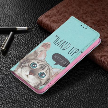 Чехол-книжка Colored Drawing Pattern Invisible для iPhone 13 Pro Max - Cat