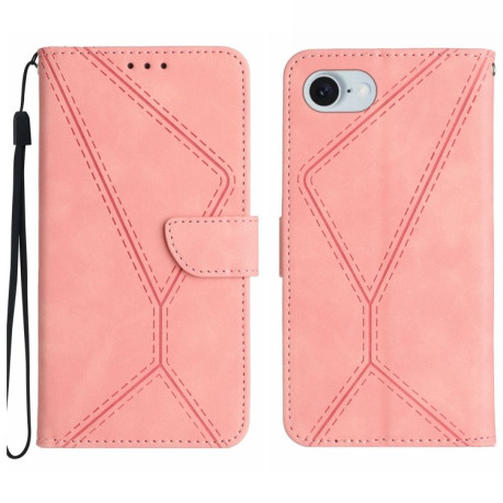 Чохол-книжка Stitching Embossed Leather для iPhone 16e - рожевий