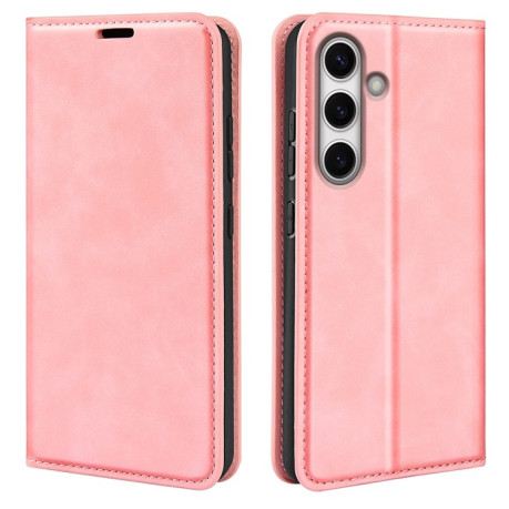 Чехол-книжка Retro Skin Feel Business Magnetic на Samsung Galaxy S24 FE 5G - розовый