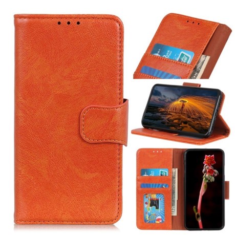 Чехол-книжка Mirren Crazy Horse Texture на Realme C33 4G - оранжевый
