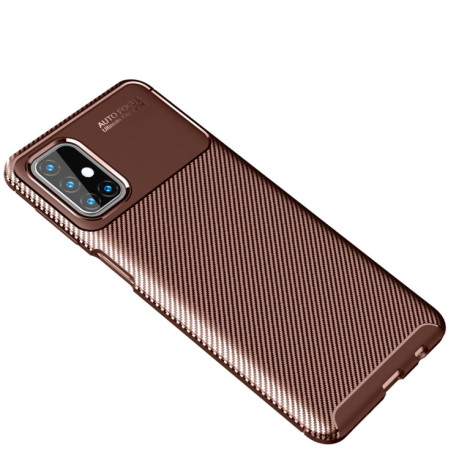 Ударозащитный чехол HMC Carbon Fiber Texture на Samsung Galaxy M31s - коричневый