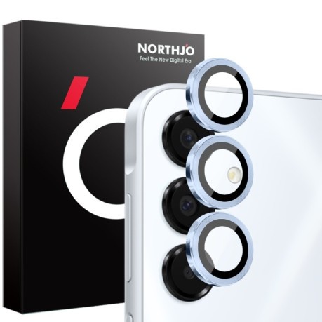 Защитное стекло NORTHJO Glitter Camera Lens Protector Tempered Glass Metal Ring на Samsung Galaxy A16 5G - синее