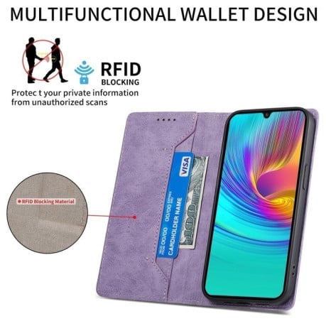Чохол-книжка Business Solid Color із захистом від сканування RFID на Samsung Galaxy A17 4G - фіолетовий