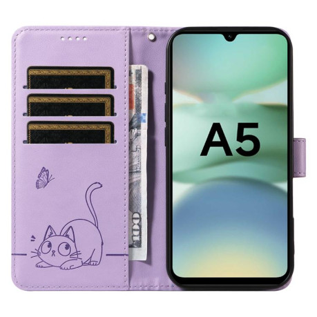 Чехол-книжка Happy Cat Pattern для Xiaomi Redmi A5 4G - фіолетовий