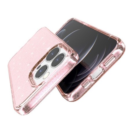 Противоударный чехол Terminator Style Glitter для iPhone 14 Pro Max - розовый