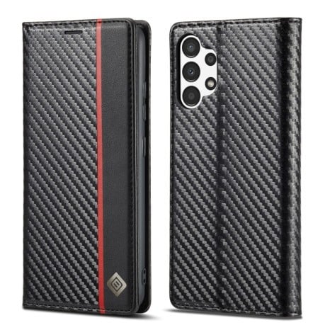 Чехол-книжка LC.IMEEKE Carbon Fiber для Samsung Galaxy A13 4G/5G/A04/A04s - черный