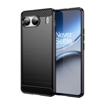 Противоударный чехол Brushed Texture Carbon Fiber на OnePlus Nord 4 - черный